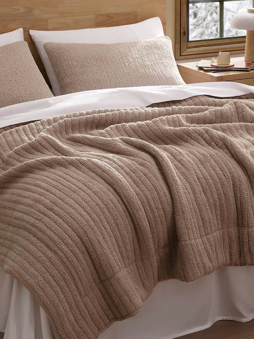 Sunday Citizen Snug Piped Comforter Queen/Full Taupe $360 Retail - Picture 3 of 6